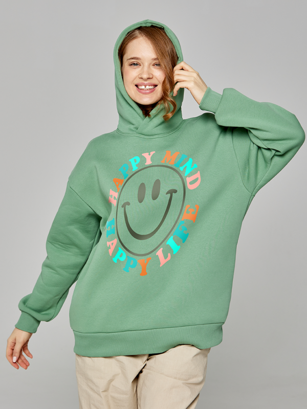 Толстовка оверсайз Happy mind happy life