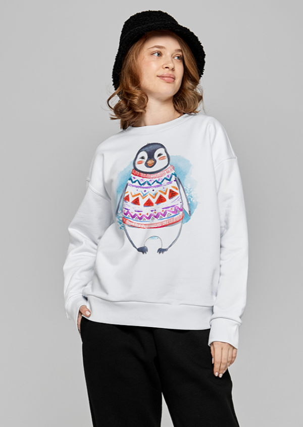 Свитшот оверсайз женский пингвин