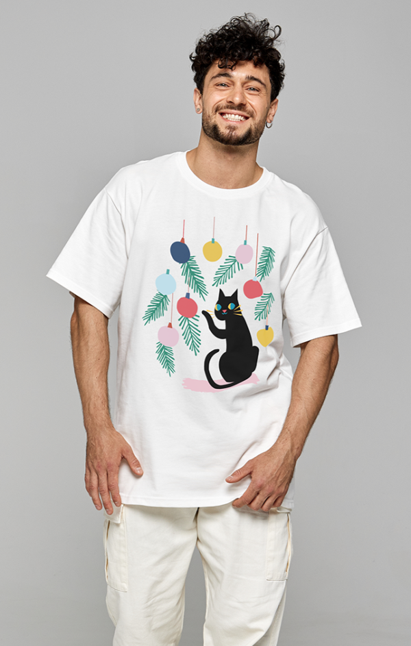 Футболка оверсайз Кот и Ёлочка