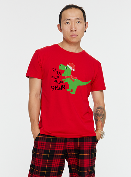 Футболка рождественский динозавр