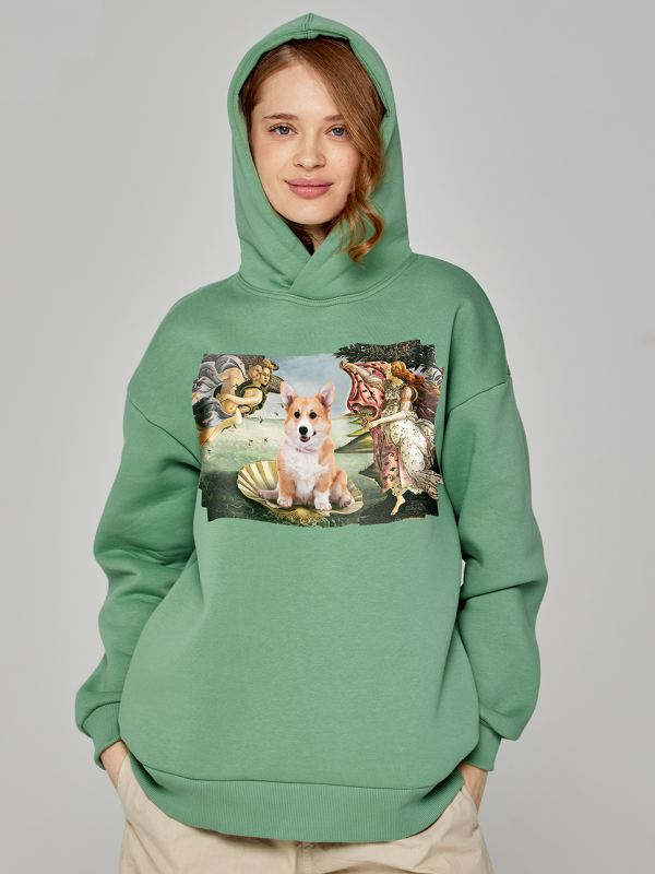 Толстовка оверсайз Рождение корги