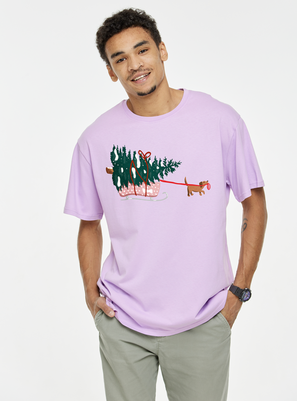 Футболка оверсайз Собачка с Елкой