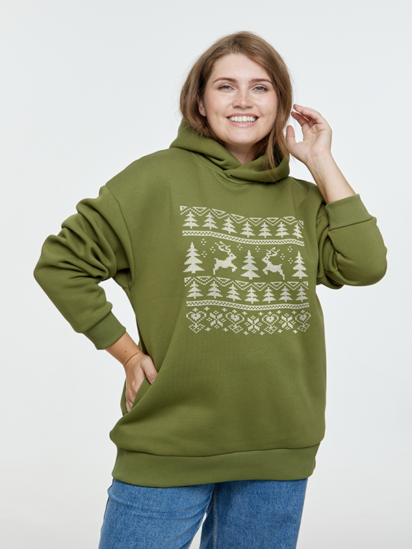 Толстовка оверсайз Олени орнамент