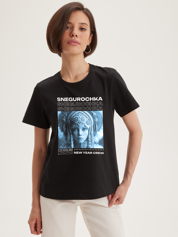 Футболка женская с принтом Снегурочка